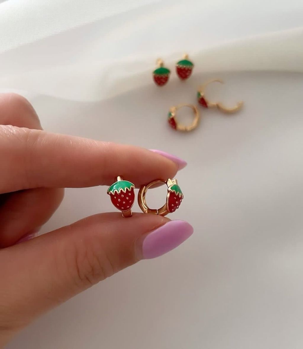 گوشواره توت فرنگی ژوپینگ کد 2300 - خرید آنلاین از گالری آداس